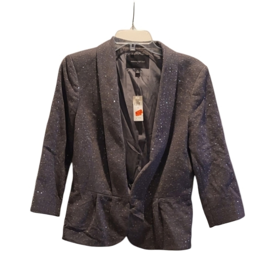 Banana Republic Gray 3/4 Sleeve Sequin Blazer Jacket Size 8 NEW - Picture 3 of 11